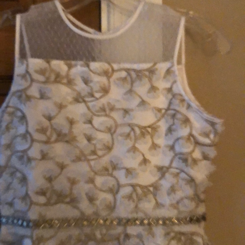 Chasing fireflies white dress with metallic embroidery & beaded attached belt